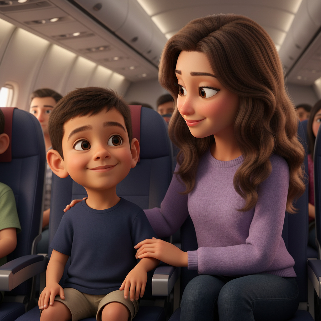 Flying on an airplace